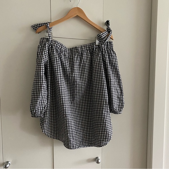 NWT GAP gingham off the shoulder blouse cottagecore - Picture 4 of 9